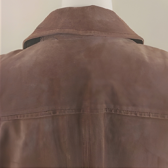 i.e. relaxed Suede 100% Leather Suede Jacket Brown Women Size Large - Picture 7 of 9